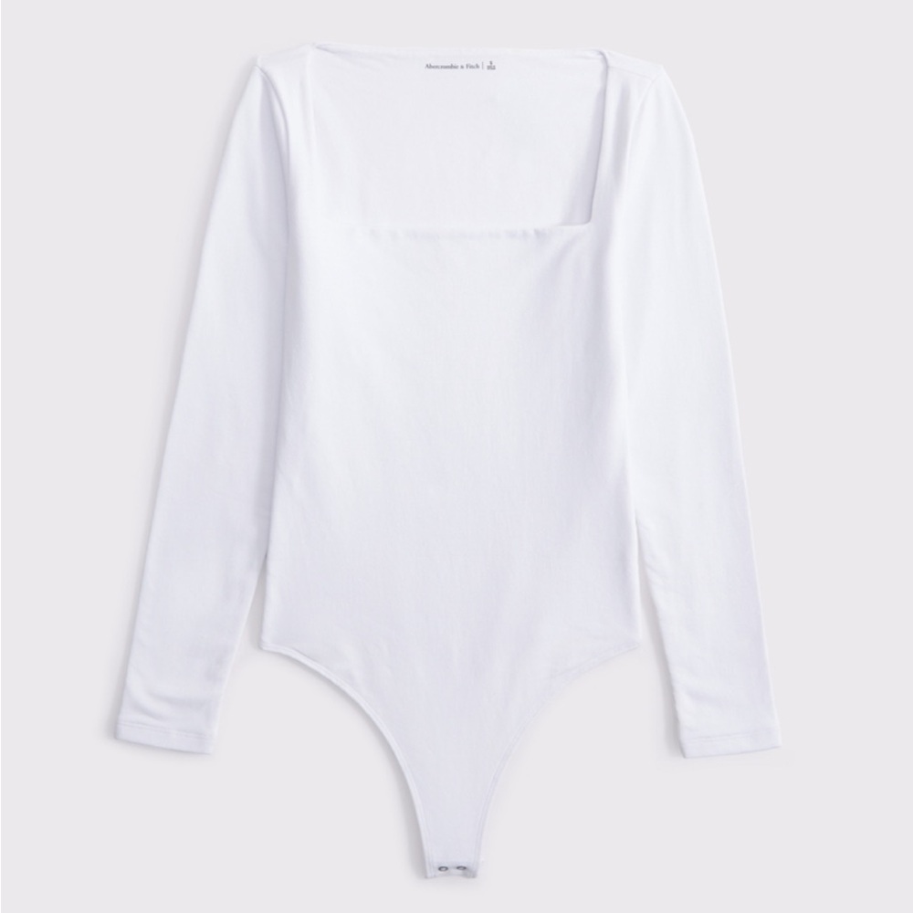 Abercrombie & Fitch White Long Sleeve Bodysuit
